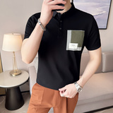 夏季男士休闲polo衫t恤潮流修身翻领半袖polo衫黑色C60038-P58，男装T恤，电商C308
