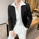 春夏季休闲小西服外套男高级感韩版修身英伦痞帅单西装X01-P155，男装西服套装，电商C308