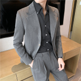 痞帅高级感纯色休闲二粒扣小西服+英伦时尚九分西裤套装TZ05-P225，男装西服，电商C308