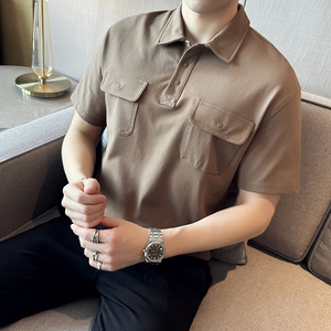 夏季男士休闲polo衫t恤 潮流修身翻领半袖polo衫白色C10012-P58图片