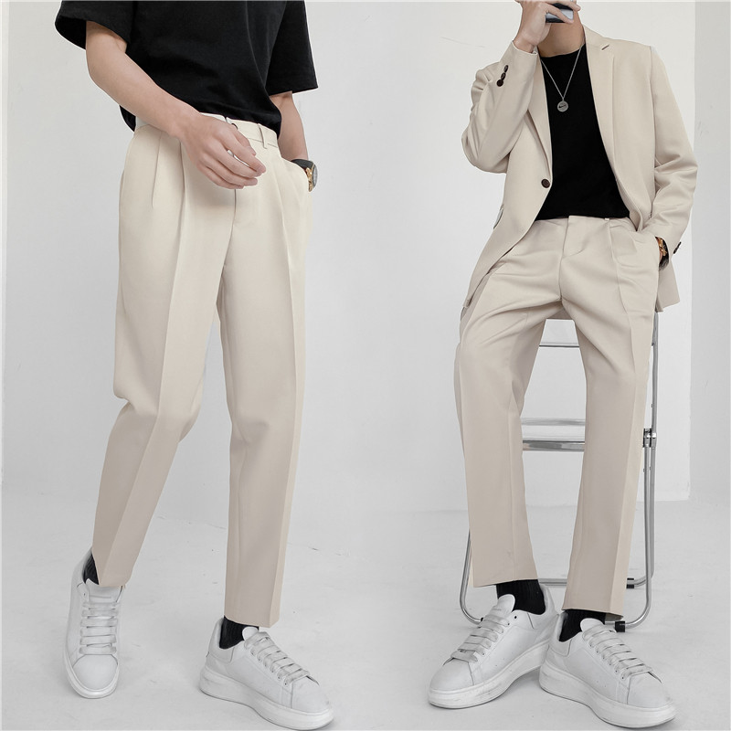 轻熟风微宽时尚休闲西裤阔版纯色直筒长裤K17-P70，男装西裤，电商C308