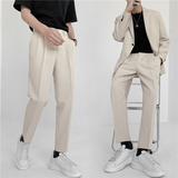 轻熟风微宽时尚休闲西裤阔版纯色直筒长裤K17-P70，男装西裤，电商C308