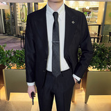 英伦修身男士休闲商务二粒扣西服套装新郎套装米白色LJT889-P230，男装西服套装，电商C308