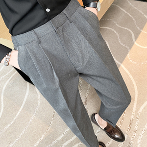 痞雅夏季薄款纯色九分裤男士坠感免烫西裤青年休闲裤K05-P70，男装西裤，电商C308