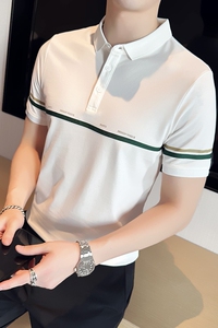 夏季 男士休闲polo衫t恤 潮流修身翻领半袖polo衫黑色C60008-P58图片