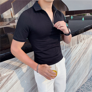 20夏季 韩版男polo衫纯色拉链设计简约翻领短袖气质PL1-P55图片