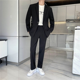 高质量男性西装轻熟风ins英伦宽松条纹休闲西服套装TZ23-P225，男装西服套装，电商C308