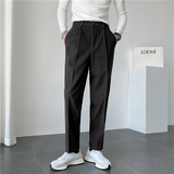 秋冬轻熟风ins宽松时尚呢料休闲西裤阔版纯色直筒长裤K25-P75，男装西裤，电商C308