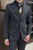 英伦修身男士二粒扣条纹西服三件套新郎伴郎礼服套装SJT918-P300，男装西服，电商C308