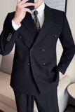 潮流简约英伦风时尚轻奢双排扣纯色男士西服外套X88211-P165，男装西服，电商C308