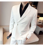 春季英伦修身男士西装韩版休闲斜扣西服外套咖啡色X908-P150，男装西服套装，电商C308