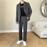 高质量男性西装轻熟风ins英伦宽松条纹休闲西服套装TZ23-P225，男装西服套装，电商C308