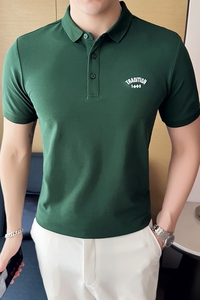 夏季男士休闲polo衫t恤 潮流修身翻领半袖polo衫黑色C60045-P58图片