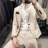 20秋冬款英伦韩风修身男士商务纯色西服二件套套装LJT830-P205，男装西服，电商C308