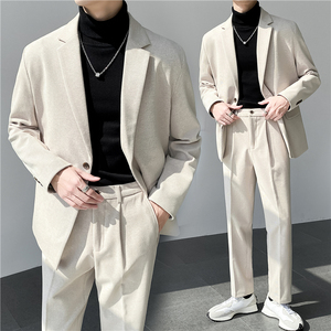 高质量男性西装 轻熟风ins英伦宽松纯色休闲西服二件套TZ25-P225图片