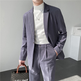 秋冬ins轻熟风英伦纯色呢料西服外套阔版宽松休闲西装X25-P150，男装西服套装，电商C308