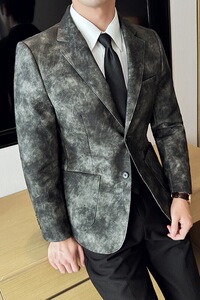 皮衣男西装外套韩版修身帅气潮流休闲二粒扣男士西服X943-P155图片
