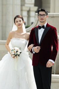 新郎西服婚礼伴郎礼服男士高级感枪驳领丝绒西装X941-P155图片