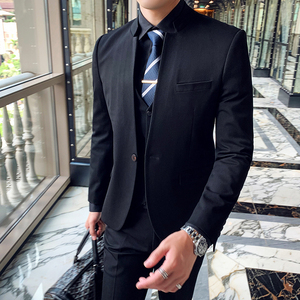 英伦韩版修身立领男士西服三件套装TZ144-P290图片