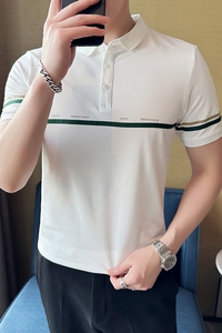 夏季男士休闲polo衫t恤 潮流修身翻领半袖polo衫杏色C60008-P58图片