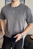 英伦风痞帅圆领满天星短袖T恤夏季男装半袖休闲体恤T90-特P35，男装T恤，电商C308