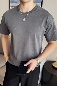英伦风痞帅圆领满天星短袖T恤夏季男装半袖休闲体恤T90-特P35图片