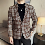 英伦韩版修身男士商务休闲格子西服男外套X940-P155，男装西服，电商C308