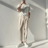 轻熟风微宽时尚休闲缩脚裤韩版纯色小脚九分西裤K19-P65，男装西裤，电商C308