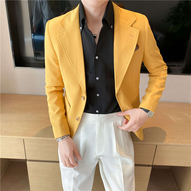 春夏季休闲小西服外套男高级感韩版修身英伦痞帅单西装X01-P155,男装西服套装,电商C308