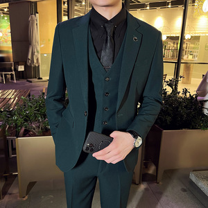 秋冬款 英伦韩版修身男士休闲商务西服三件套新郎套装SJT888-P285图片