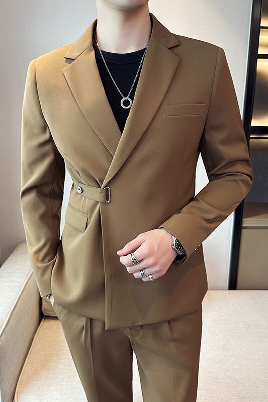 春季英伦修身男士西装韩版休闲斜扣西服外套黑色X908-P150,男装西服套装,电商C308