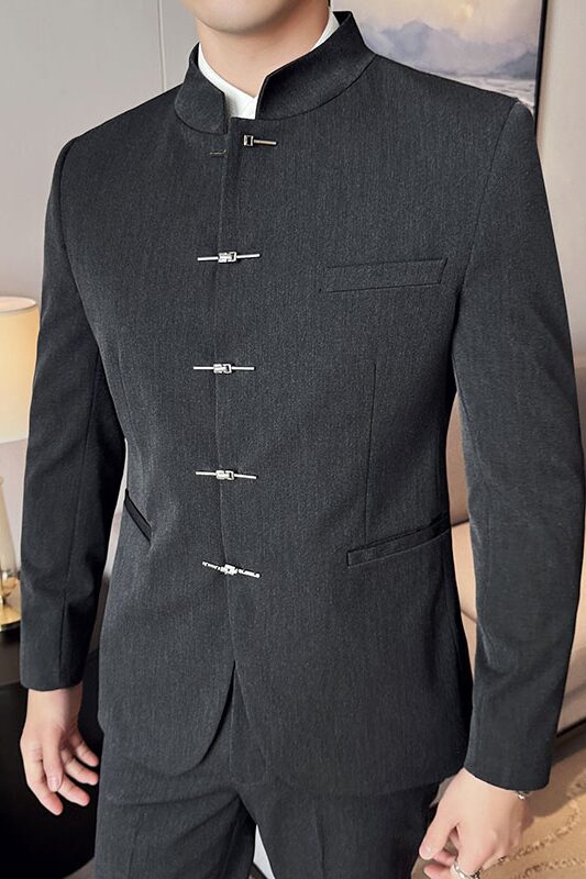 新中式新郎西服套装婚礼伴郎礼服男士高级感立领西装LJT938-P205,男装西服,电商C308