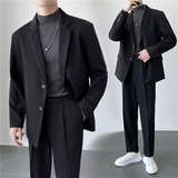 秋冬轻熟风英伦纯色西服套装阔版宽松休闲小西装TZ27压线-P225，男装西服套装，电商C308