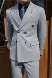英伦修身男士双排扣纯色西服新郎伴郎礼服外套X913-P135，男装西服，电商C308