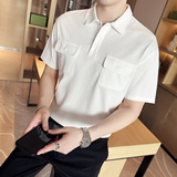 夏季男士休闲polo衫t恤潮流修身翻领半袖polo衫黑色C10012-P58，男装T恤，电商C308