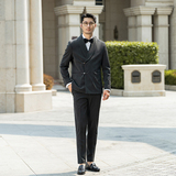 中式新郎西服婚礼伴郎礼服男士高级感青果领西装X939-P155，男装西服套装，电商C308
