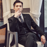 高品质秋冬韩版修身休闲男士西服三件装新郎西服套装SJT937-P265，男装西服套装，电商C308