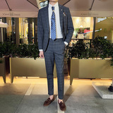 英伦韩版修身男士休闲商务西服套装新郎套装深灰色LJT30-P230，男装西服套装，电商C308