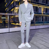 高质量男性西装轻熟风韩版修身男士西服套装LJT830斜扣-P220，男装西服套装，电商C308