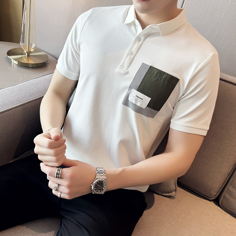 夏季男士休闲polo衫t恤潮流修身翻领半袖polo衫绿色C60038-P58,男装T恤,电商C308