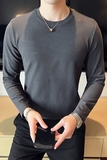 男士双面德绒长袖圆领打底衫韩版修身帅气套头内搭灰色C68001-P40，男装T恤，电商C308
