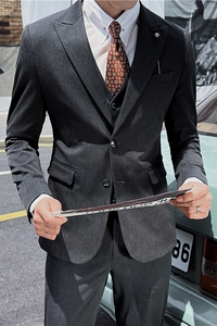 英伦修身男士二粒扣纯色西服新郎伴郎礼服外套X912-P135图片