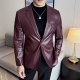 皮衣男西装外套新款韩版修身帅气潮流休闲男士西服X935-P155，男装西服套装，电商C308