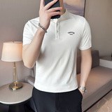 男士休闲polo衫t恤潮流修身翻领半袖polo衫白色C60045-P58，男装T恤，电商C308