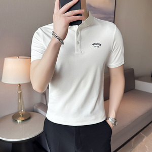 男士休闲polo衫t恤 潮流修身翻领半袖polo衫黑色C60045-P58图片