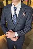 英伦韩版修身男士休闲商务西服套装新郎套装深灰色LJT30-P230，男装西服套装，电商C308