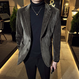 英伦韩版修身男士商务休闲二粒扣灯芯绒西服加厚外套灰色X32-P170，男装西服，电商C308
