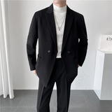 ins轻熟风英伦纯色西服外套阔版宽松休闲小西装X27贴袋-P150，男装西服套装，电商C308