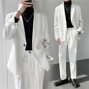 ins轻熟风英伦纯色西服套装 阔版宽松休闲小西装 TZ27刺绣-P225图片