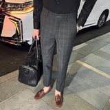 时尚免烫西裤男士韩版修身小脚裤商务休闲西裤长裤深灰色K30-P75，男装西裤，电商C308